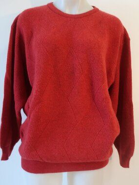Mens Ferrante Red (Item-157) Wool Cashmere Lines Crew Neck Sweater 54 US/XL